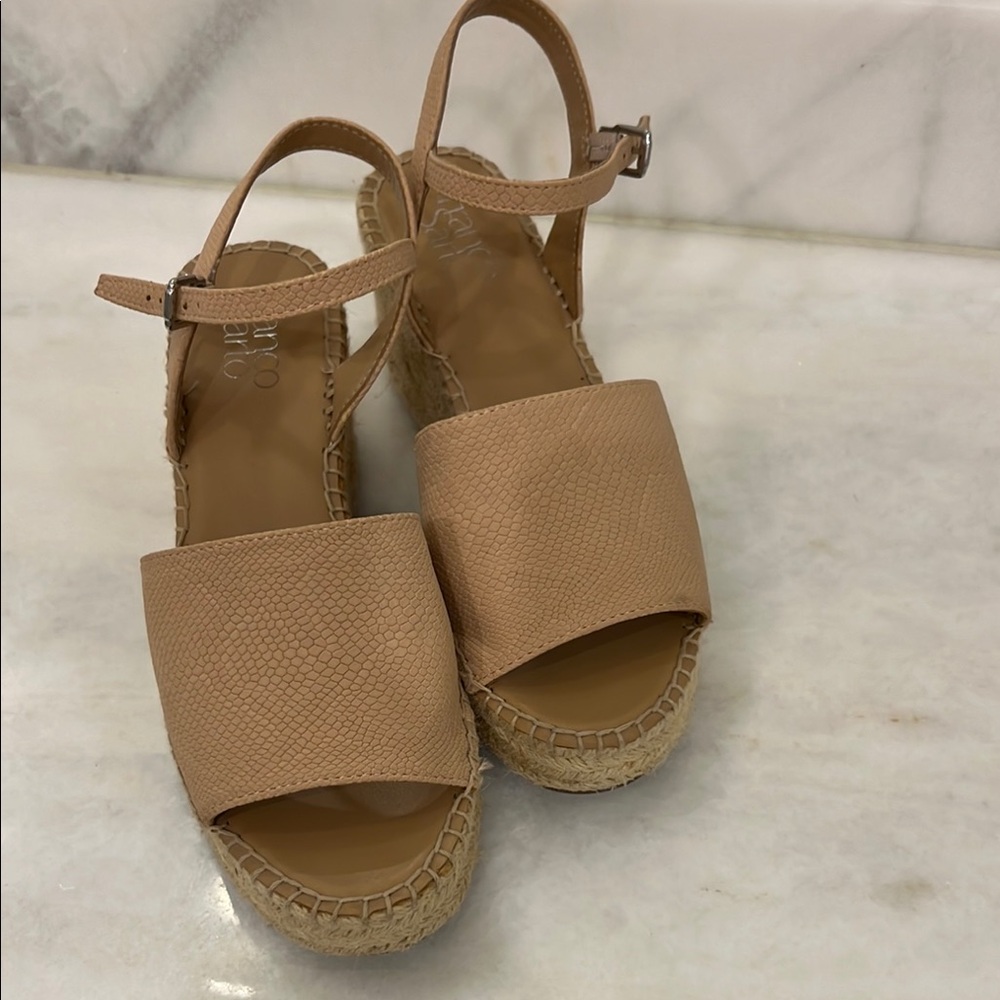 Franco Sarto Blush Espadrille Shoes with Ankle Strap